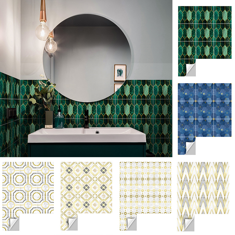 10pcs Waterproof Tiles Mosaic Wall Sticker Kitchen Bathroom Wall Adhesive Decor